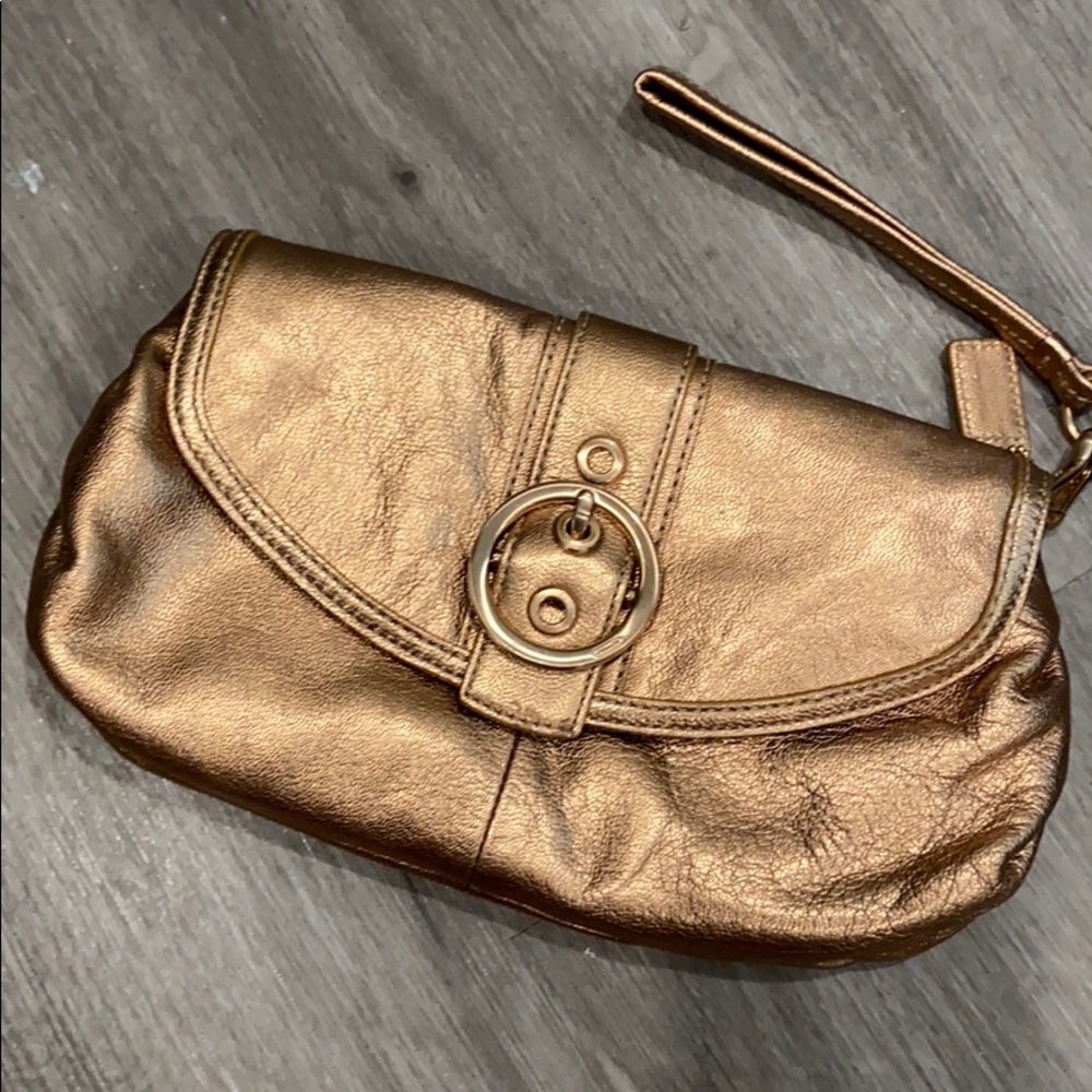 COACH gold wristlet